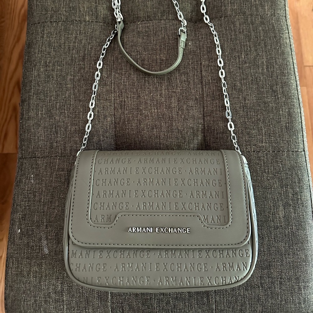 ARMANI EXCHANGE ECOLEATHER MINI CROSSBODY BAG WITH SHOULDER CHAIN